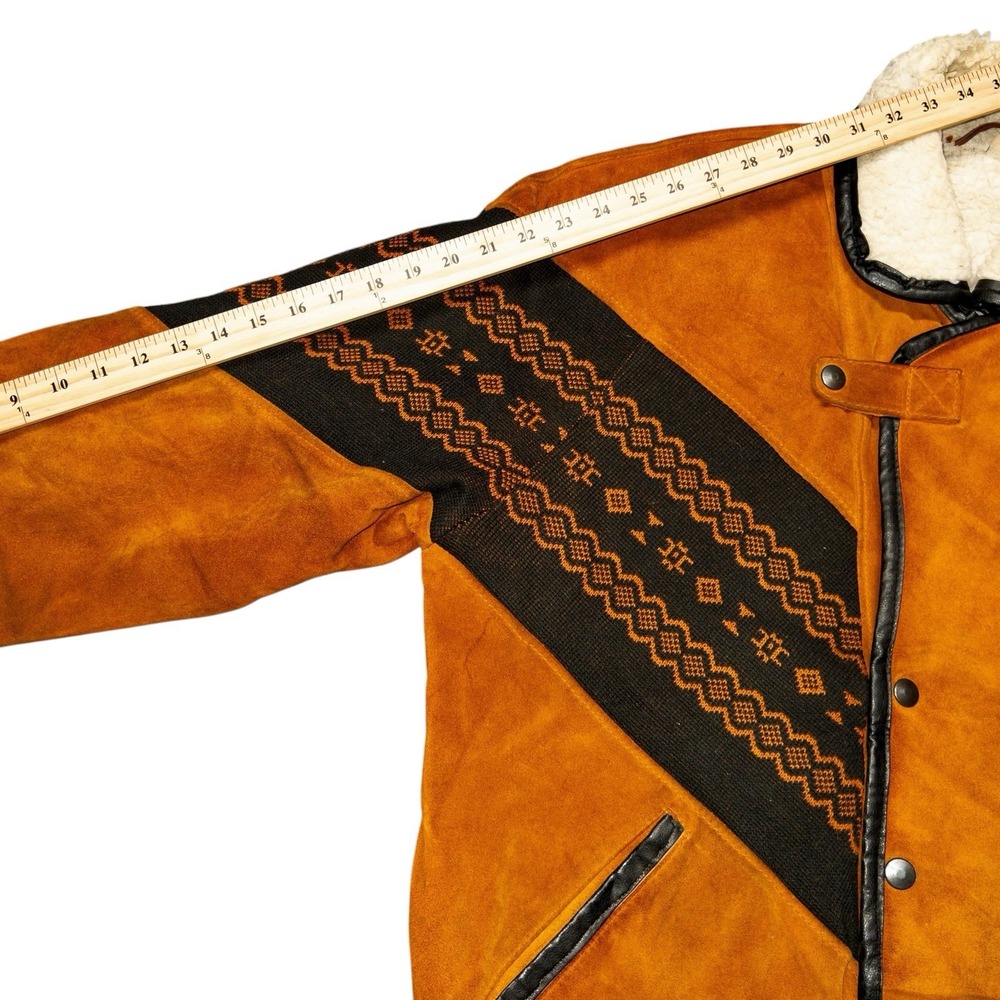 Vtg Western Aztec Navajo Leather Jacket Mens Size 52 Made‎ In Italy Southwestern - Picture 12 of 14